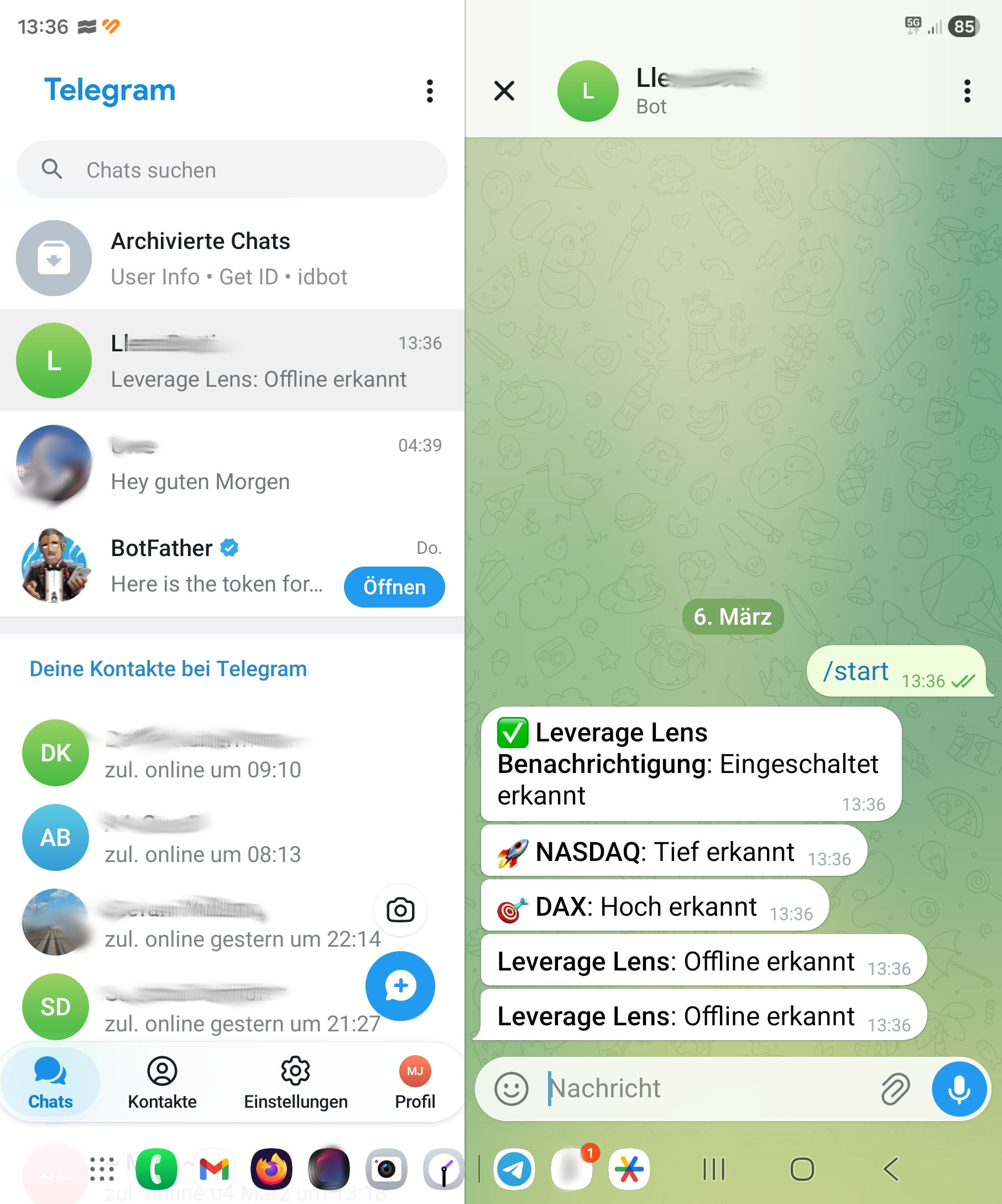 Anzeige Telegram Nachricht