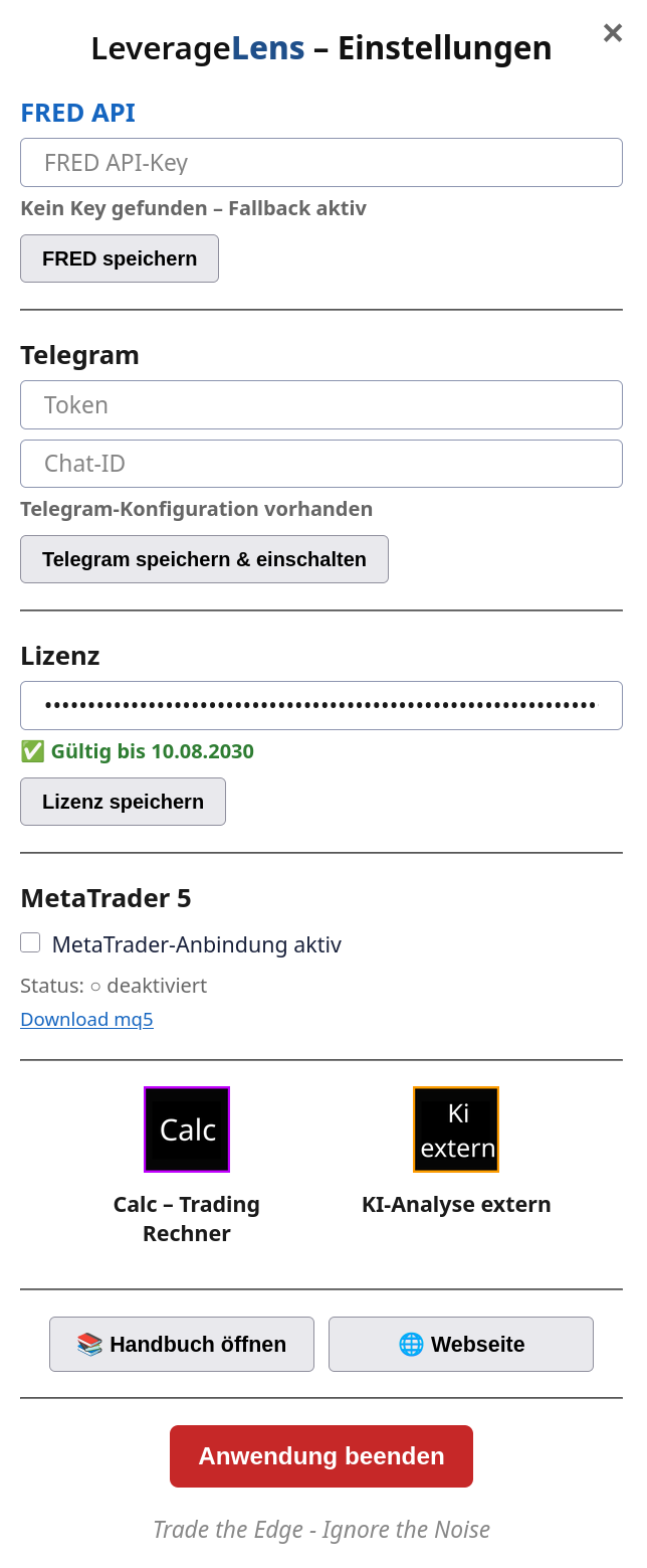 Leverage Lens Menue