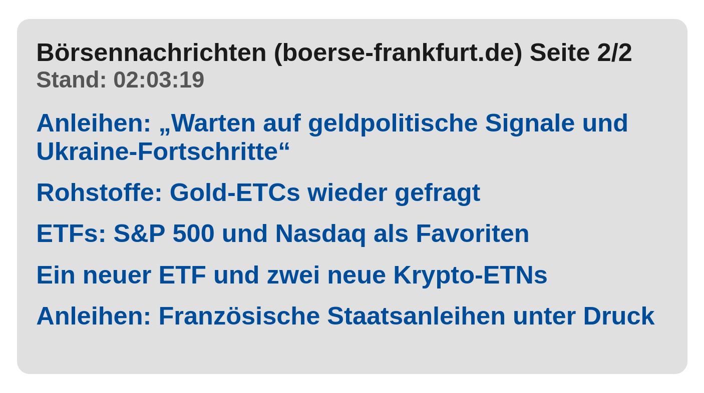 RSS Newsreader zeigt Börsennachrichten