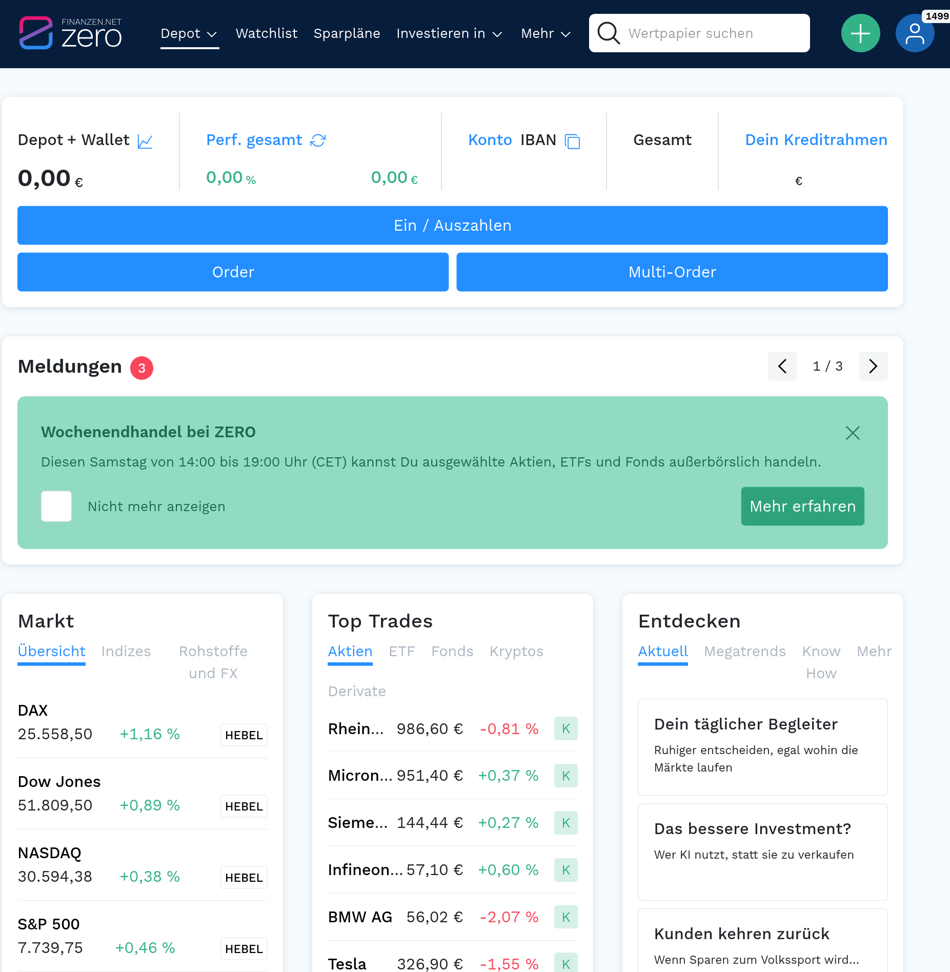 finanzen.net ZERO – Ansicht 1